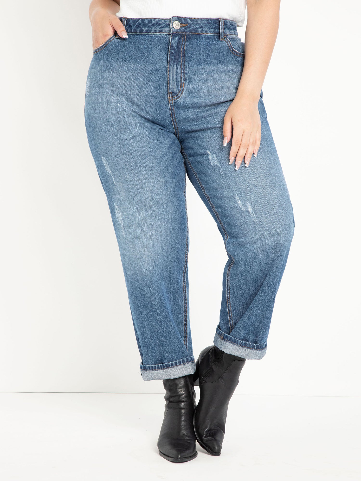 Eloquii + Distressed Mom Jeans