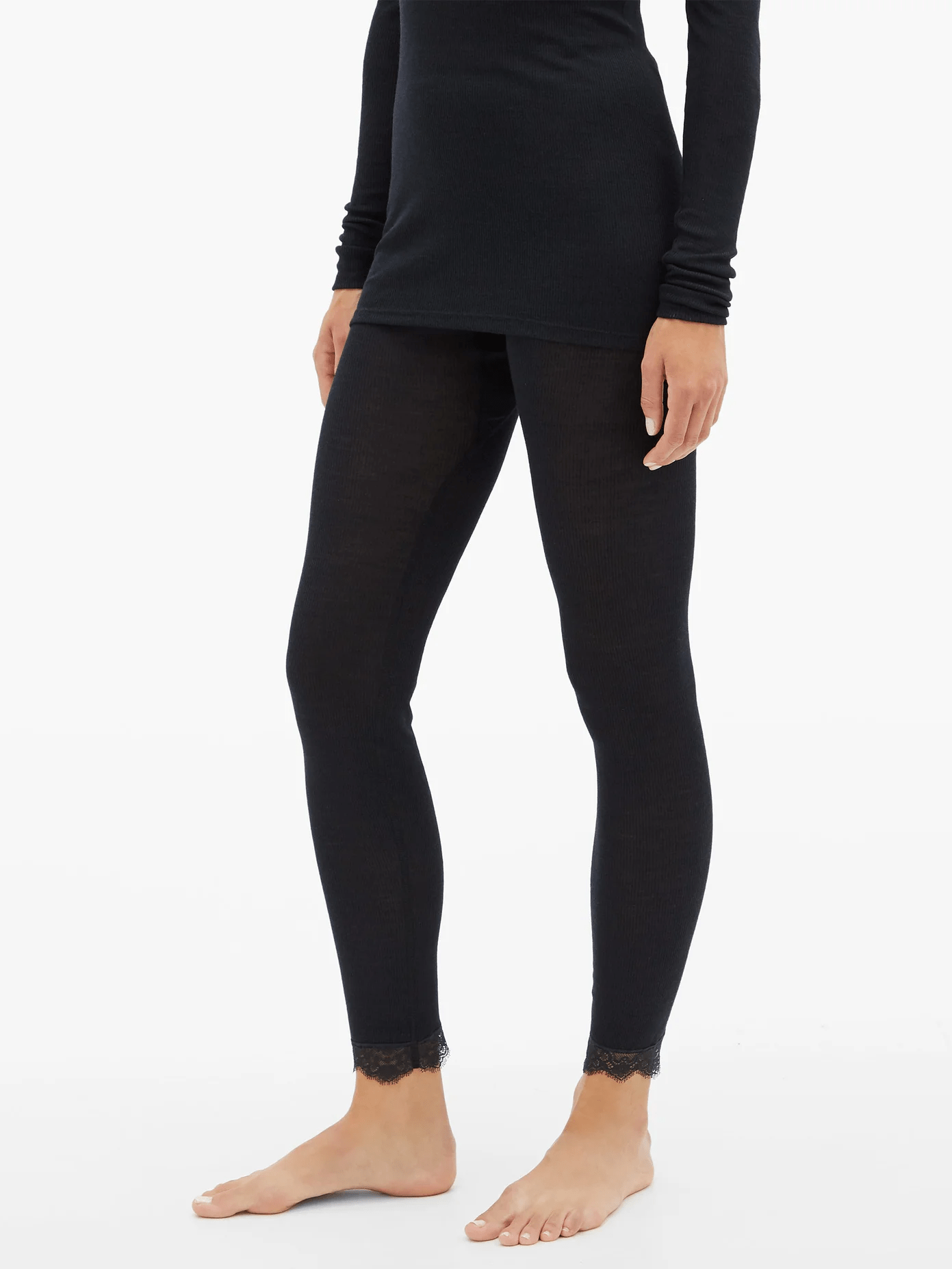 Hanro + HighRise Ribbed WoolBlend Thermal Leggings
