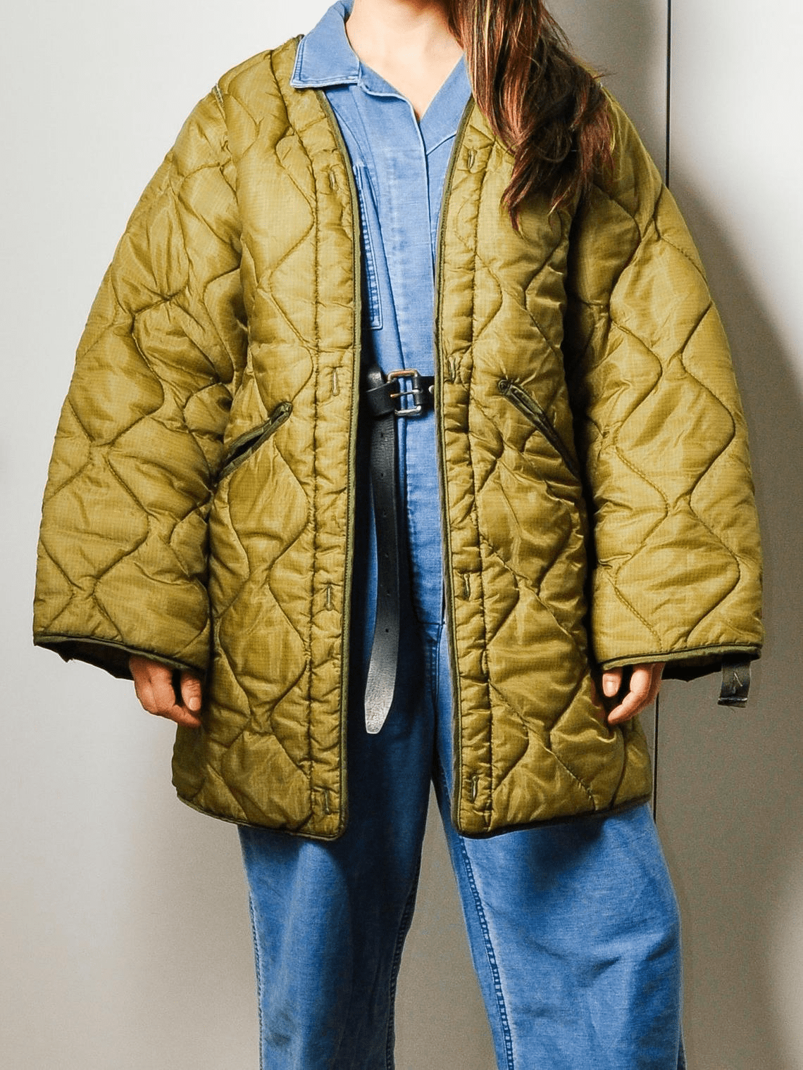 maevenvintage + Vintage Green Quilted Liner Coat