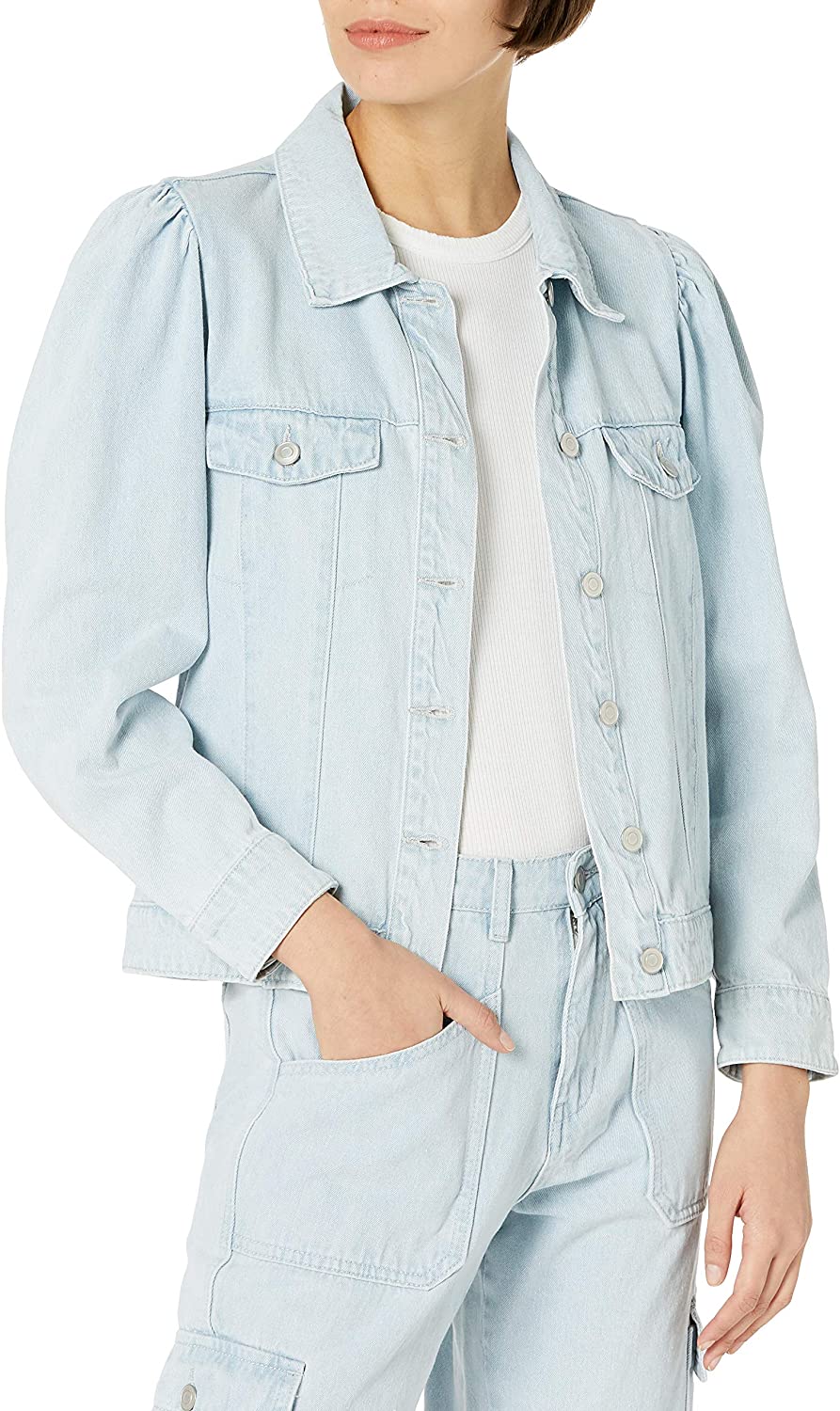 Kendall & Kylie + Puff Sleeve Denim Jacket