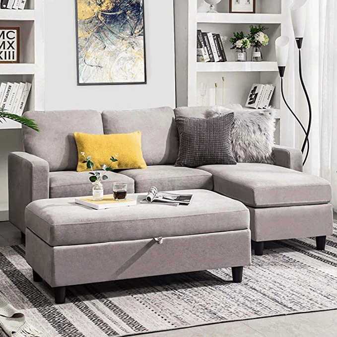 HONBAY + Sectional Couch with Ottoman