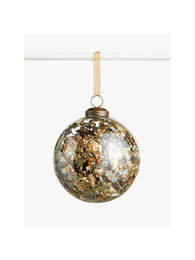 John Lewis & Partners + Bloomsbury Foil Filled Bauble, Antique Gold