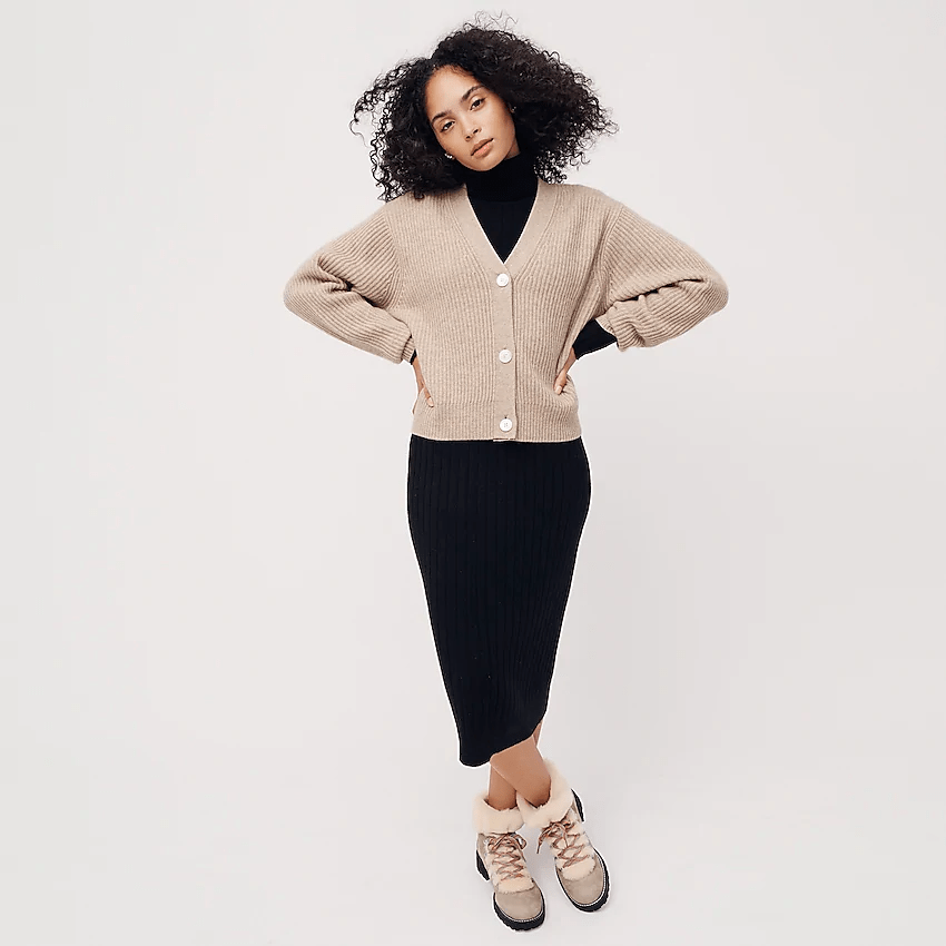 J.Crew + Ribbed Cashmere VNeck Cardigan Sweater