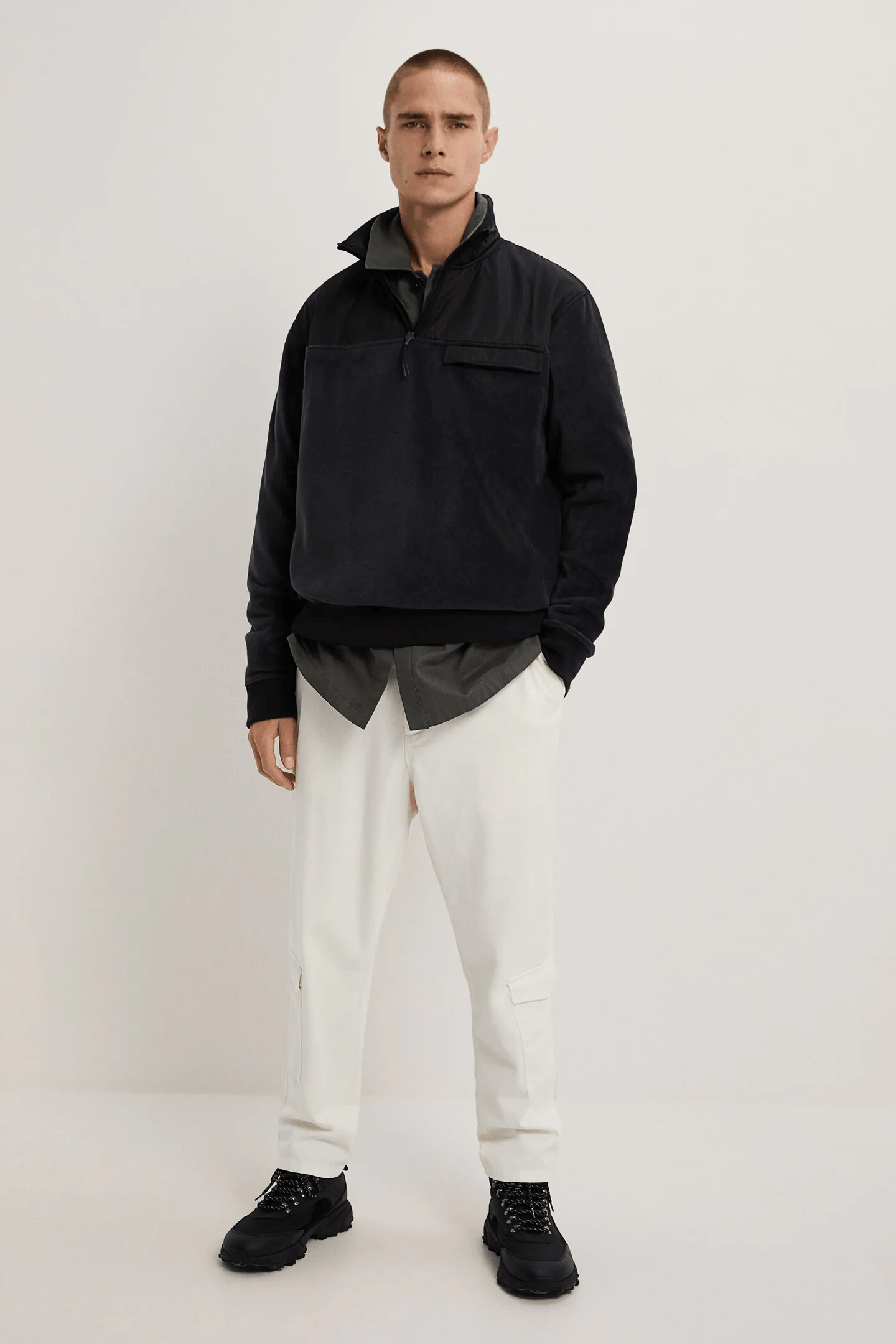 Zara + Block Color Contrasting Fleece Sweatshirt