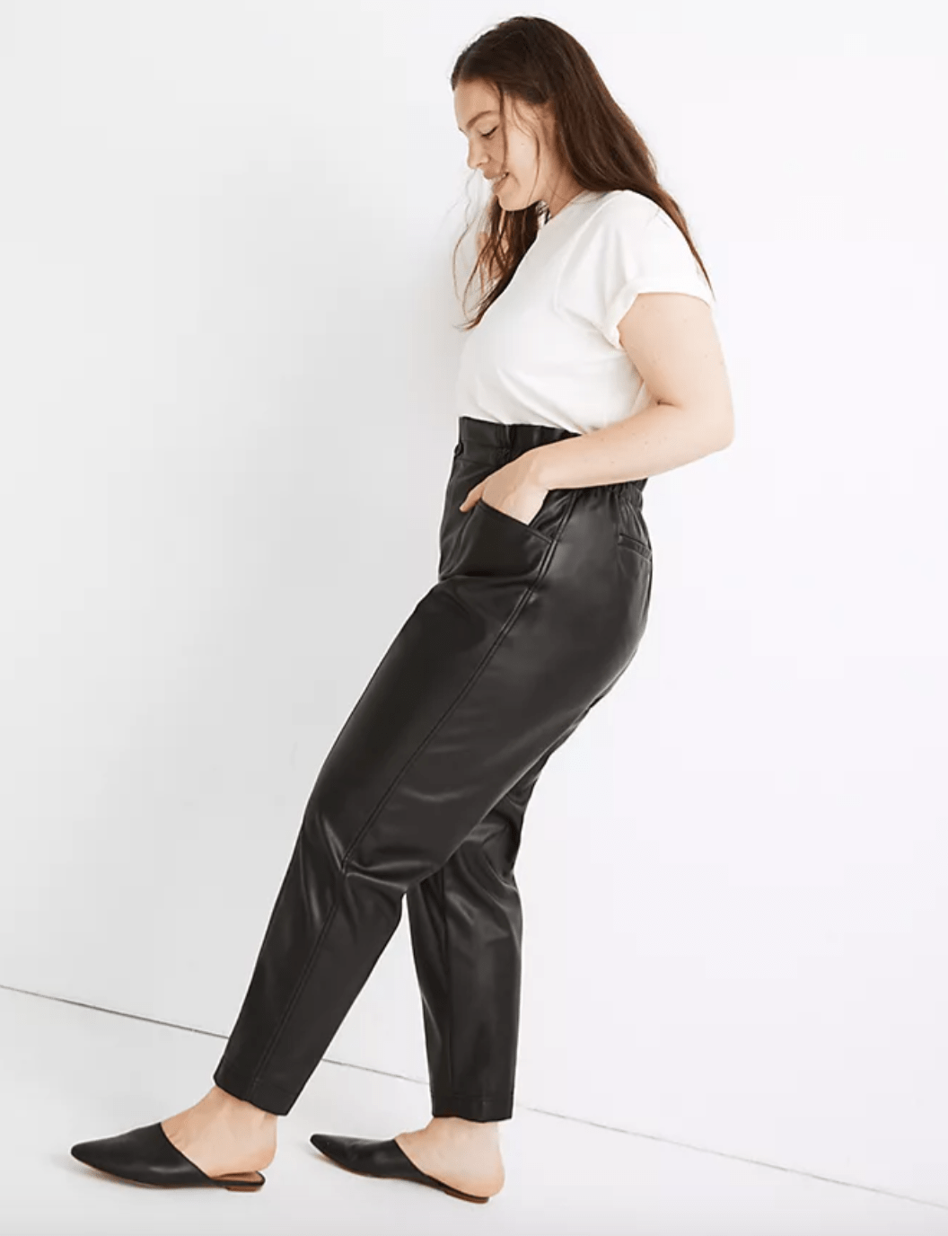 Madewell + Vegan Leather PullOn Paperbag Pants