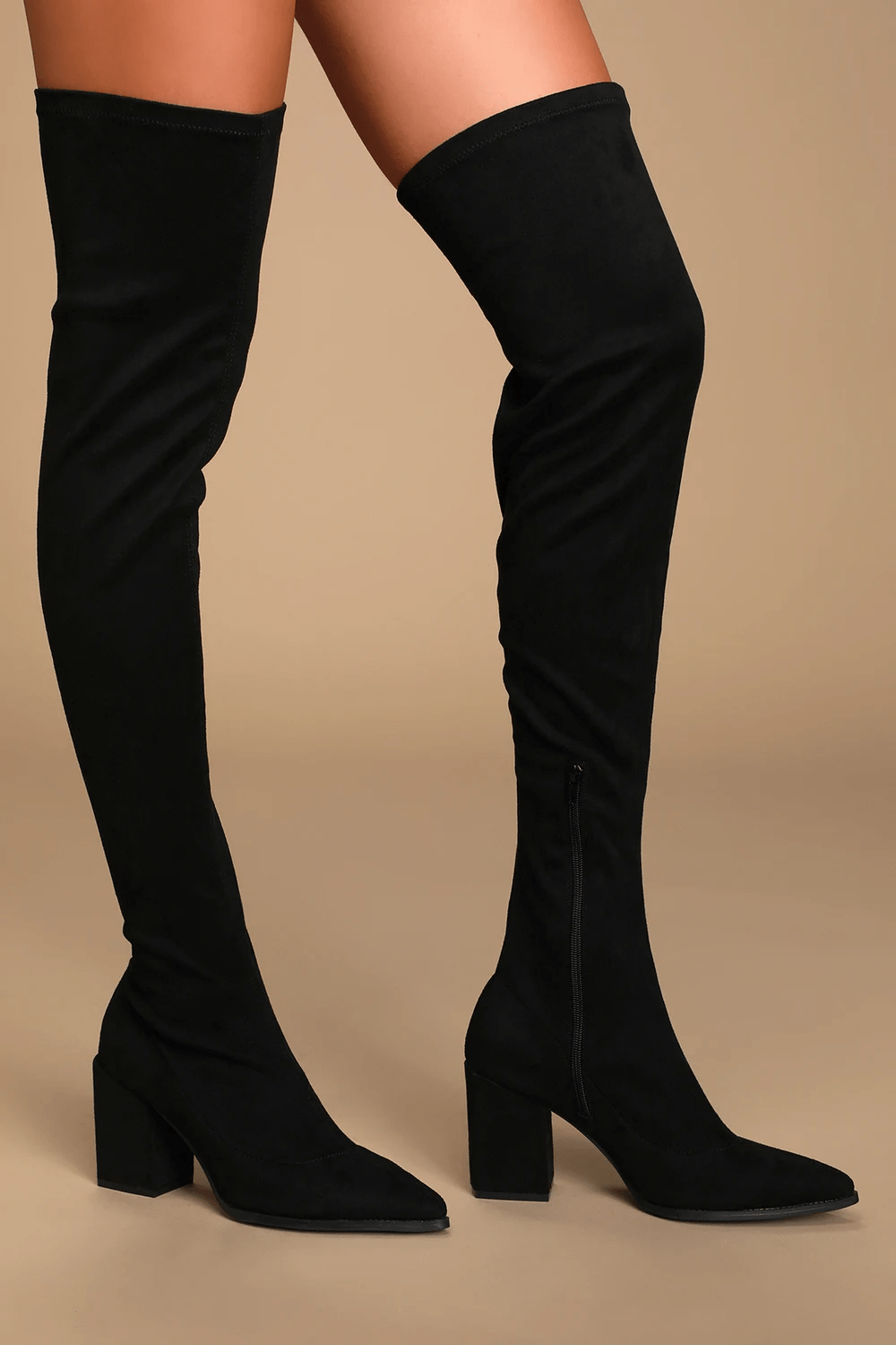 Suede Thigh High Boots Heel