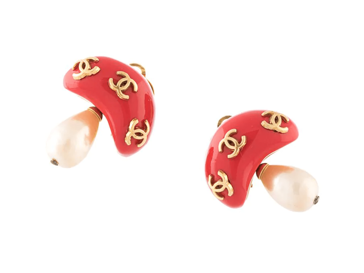 Chanel + CC Mushroom Motif Earrings