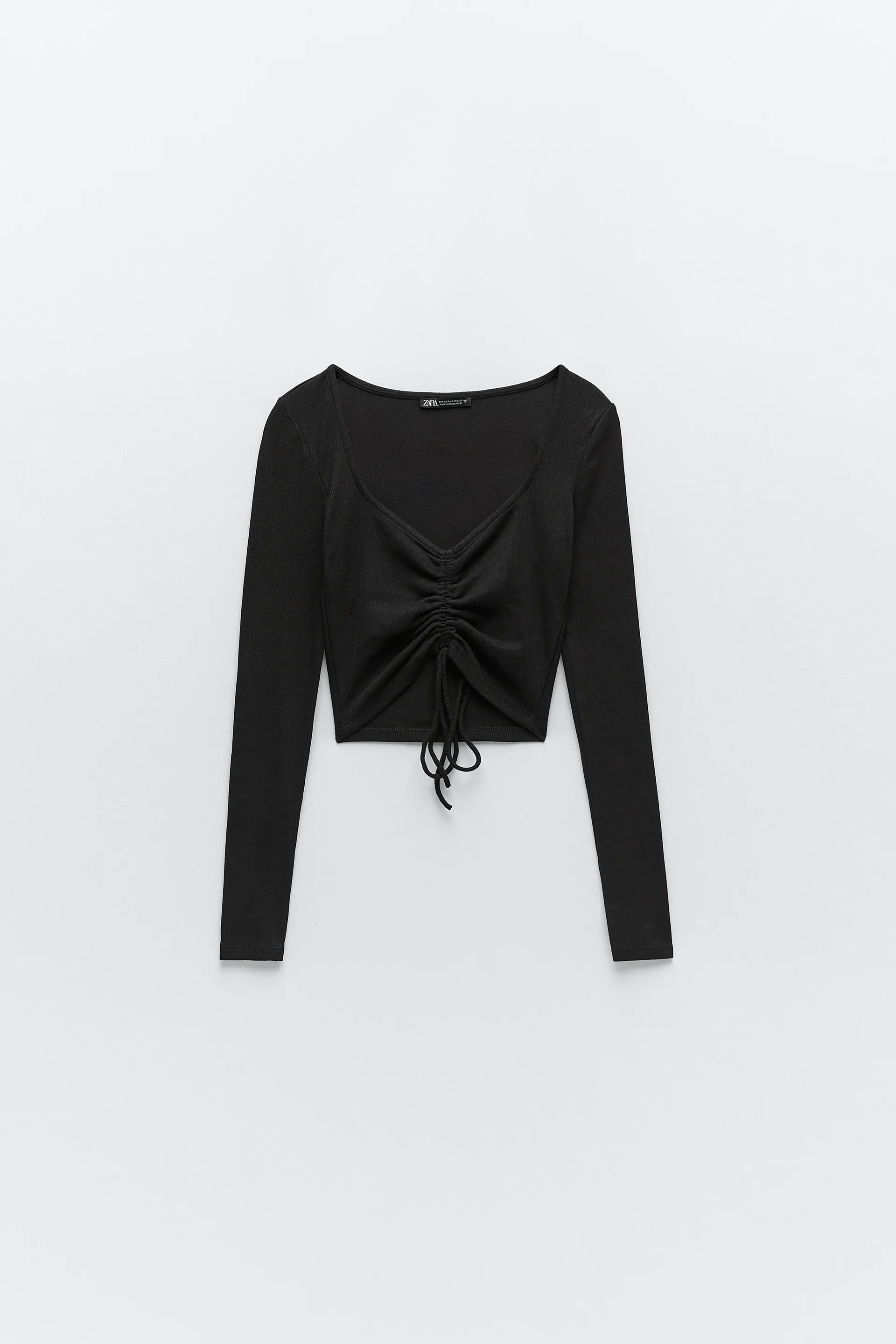 Zara + Ruched Ribbed Top