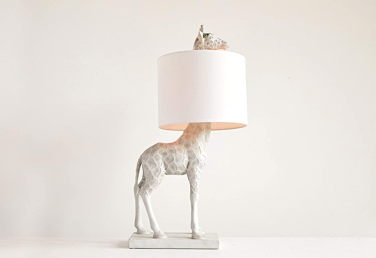 Creative CoOp + Giraffe Lamp with Linen Shade
