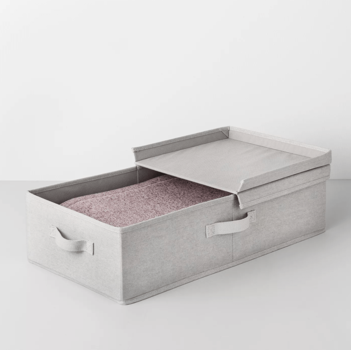 Brightland + Underbed Fabric Bin with Lid Light Gray