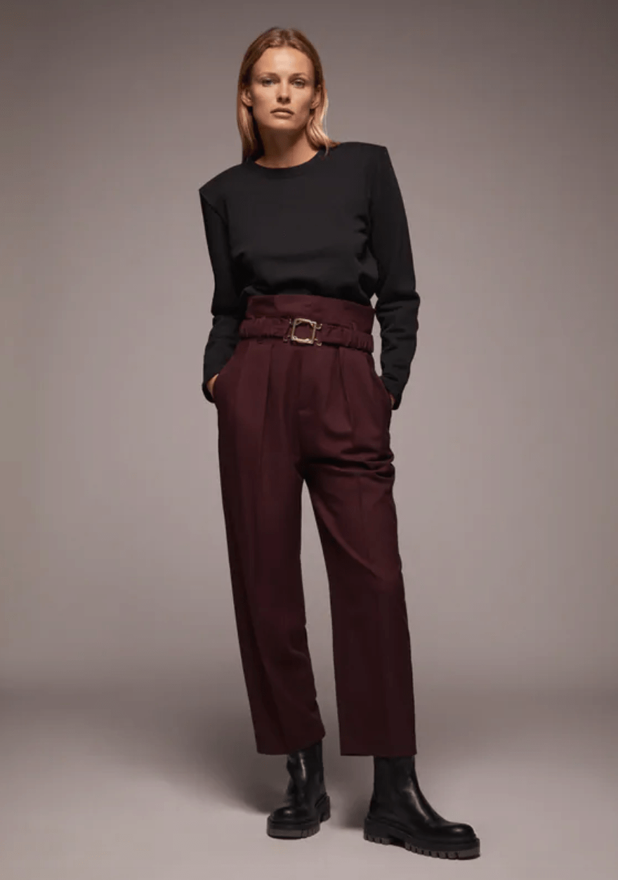 Zara + Pants With Buckled Belt