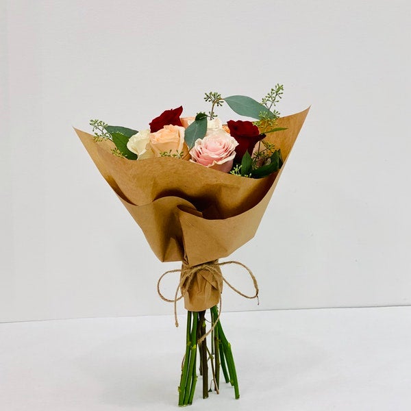 Urban Flowers Chicago + Tied Bouquet of Mixed Roses