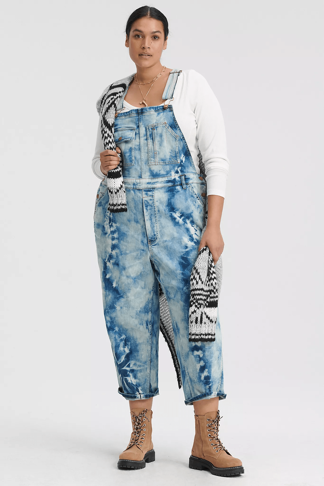 Pilcro and the Letterpress + Bleached TieDye Denim Overalls
