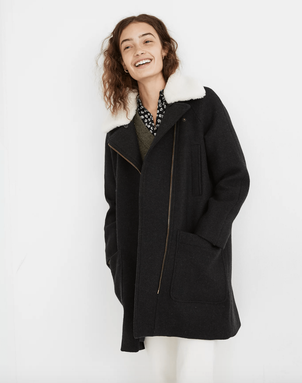 Madewell + Eldridge Zip Coat in Insuluxe Fabric