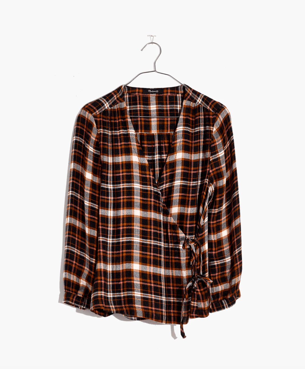 Madewell + Plaid Gauze DoubleTie Wrap Top