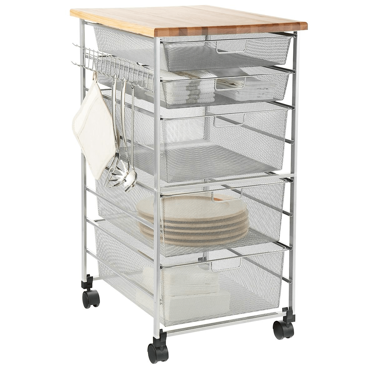 Elfa + Platinum Mesh Kitchen Cart