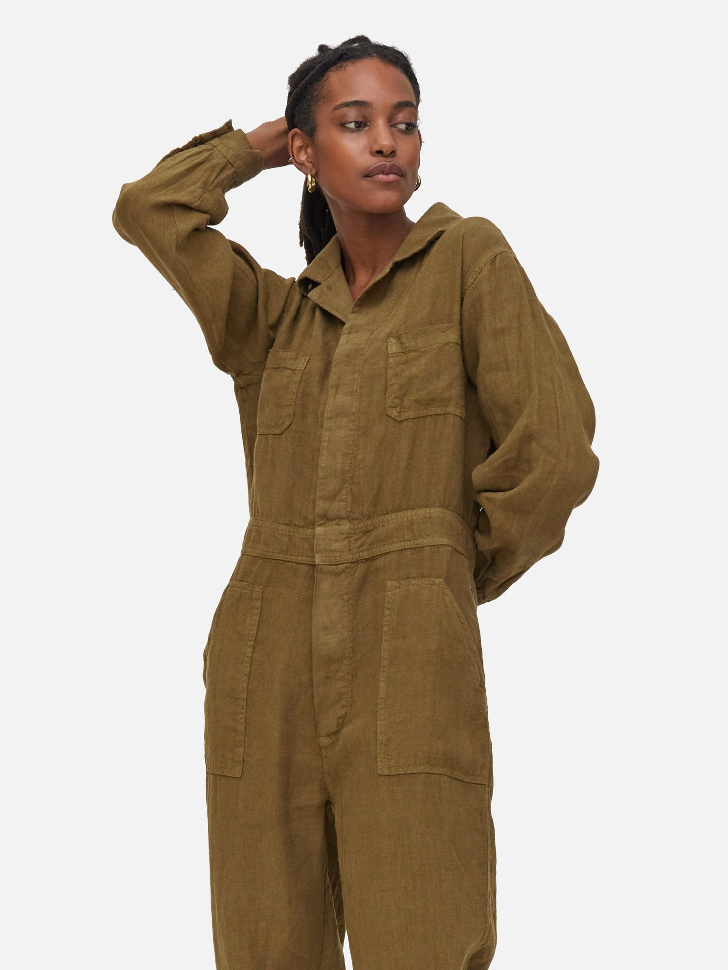 Mate The Label + Linen Long Sleeve Jumpsuit