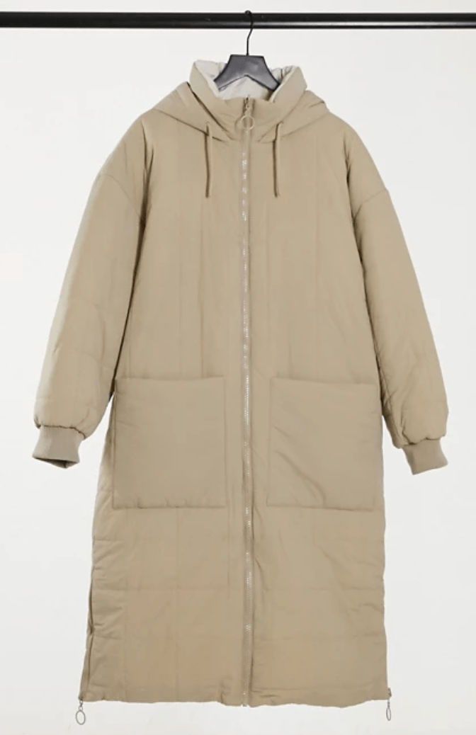 + Longline Quilted Padded Jacket