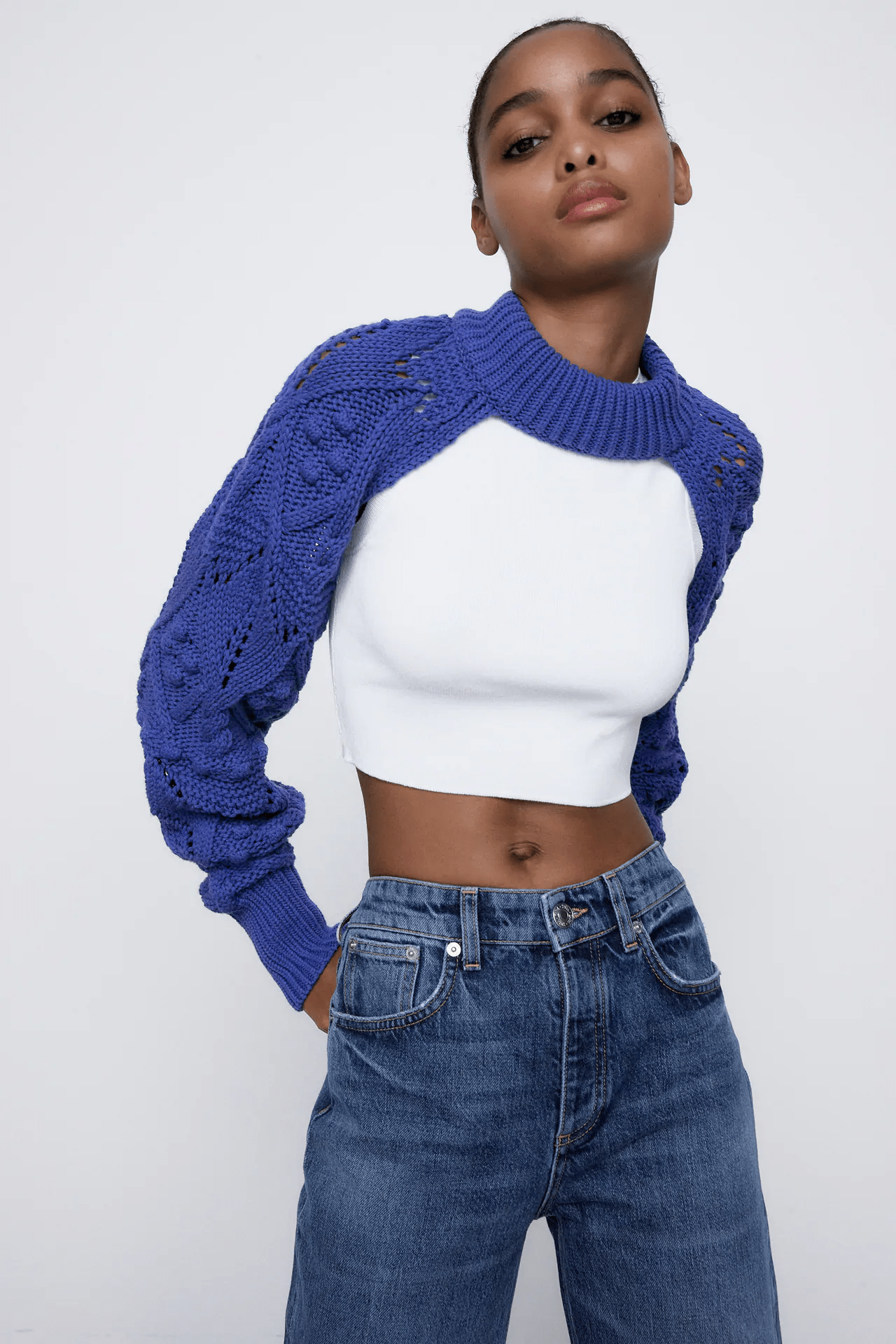 Zara + Knit Pompom Arm Warmers