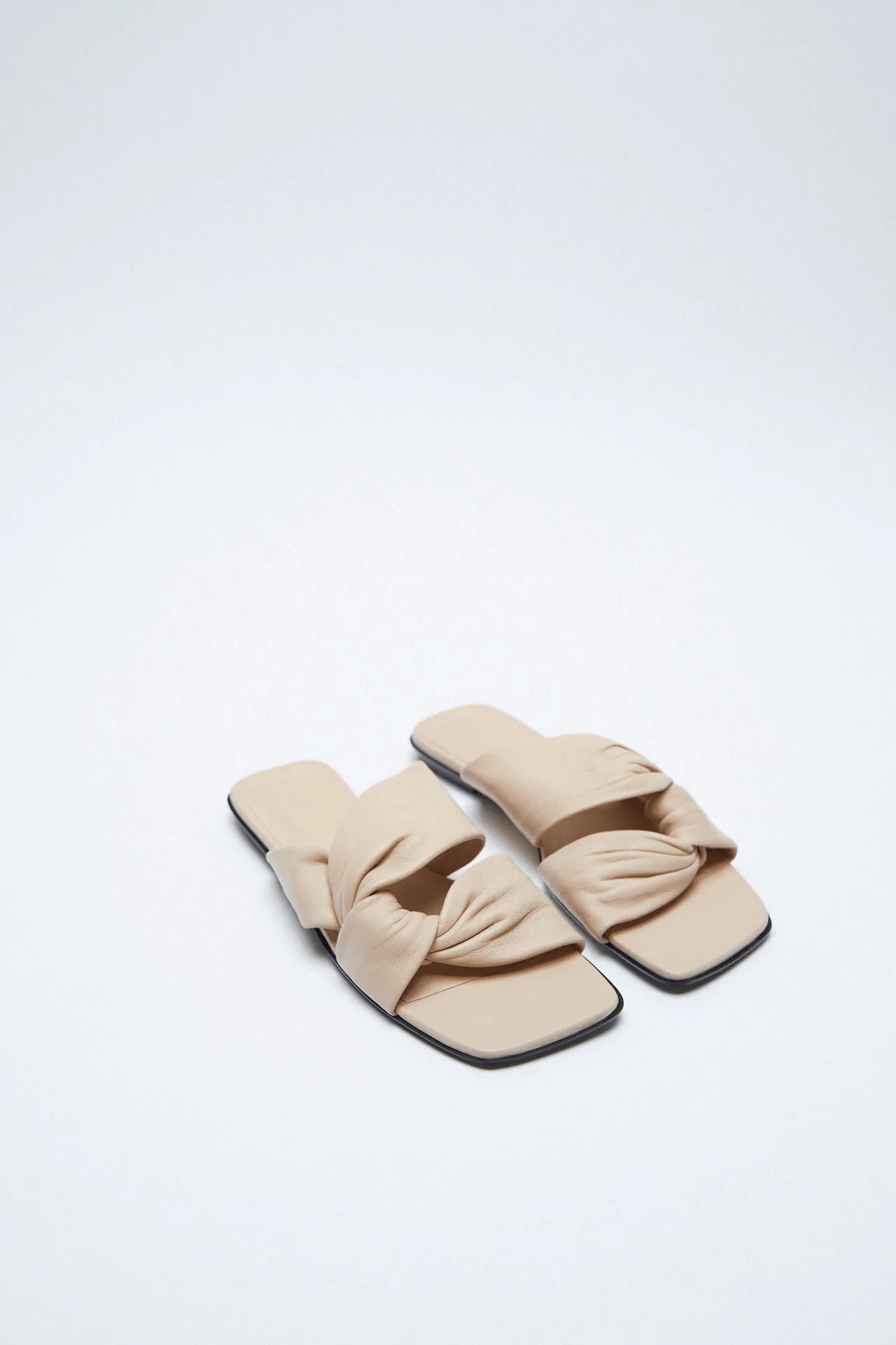 Zara + Low Heeled Crossed Leather Sandals