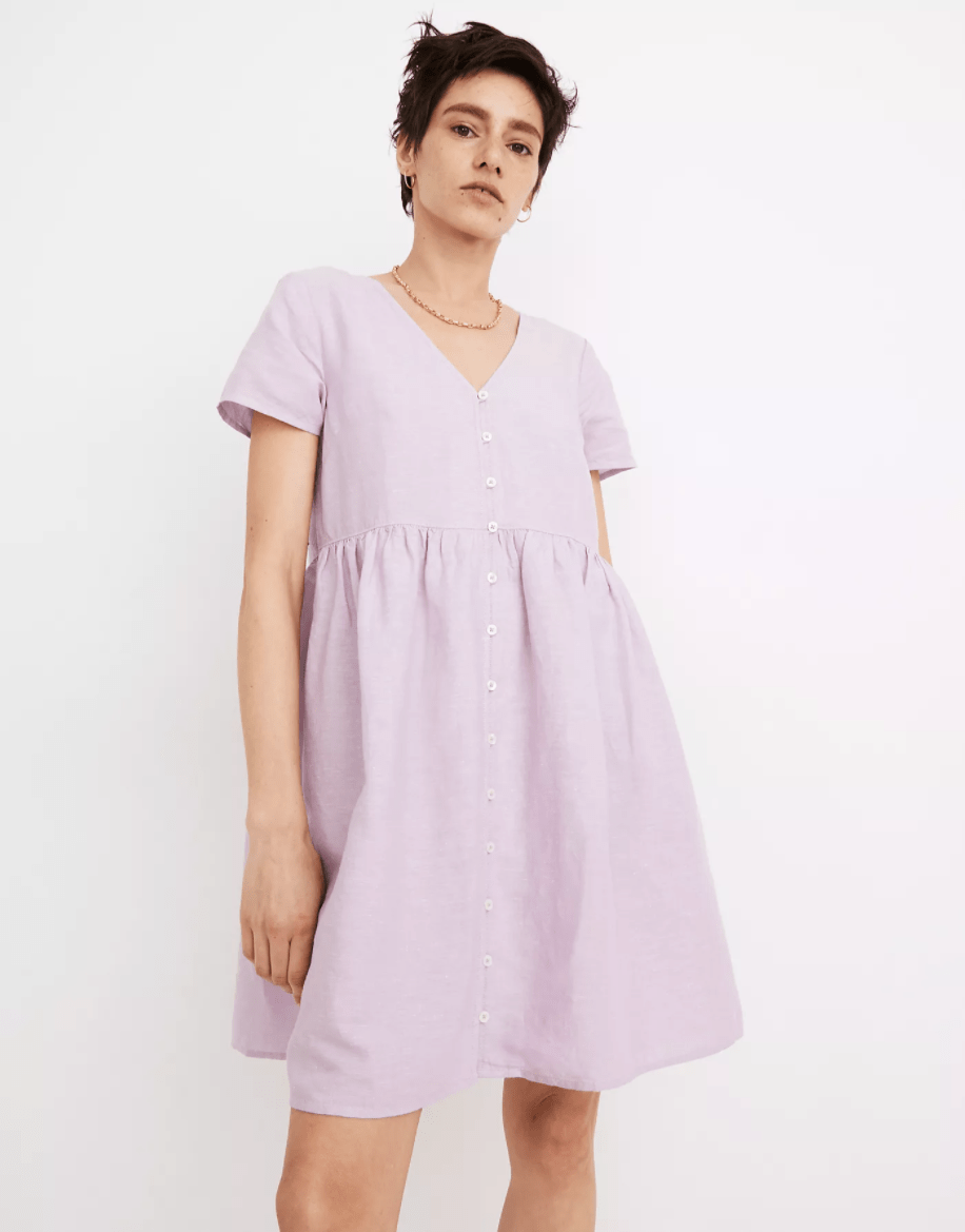 Madewell + LinenBlend Alexandra ButtonFront Mini Dress
