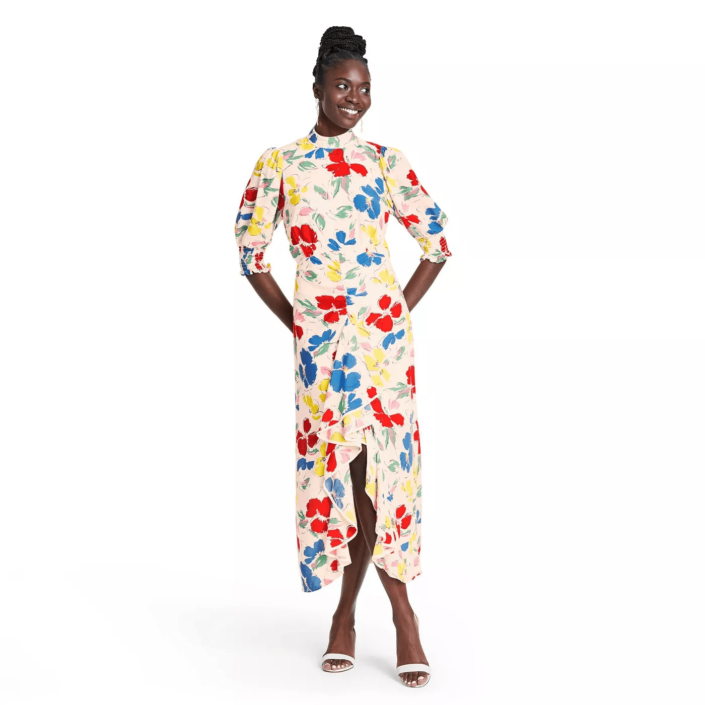 RIXO x Target + Floral Mock Neck Cascade Ruffle Dress