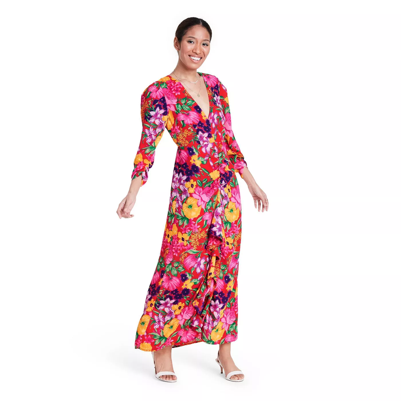 RIXO x Target + Floral Open Back Cascade Ruffle Dress