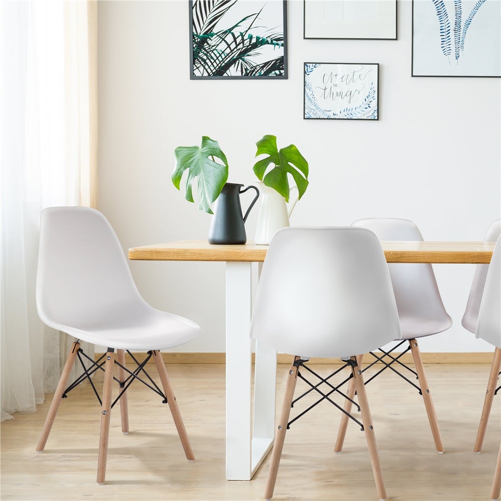 SmileMart + Modern White Dining Chairs (Set of Four)