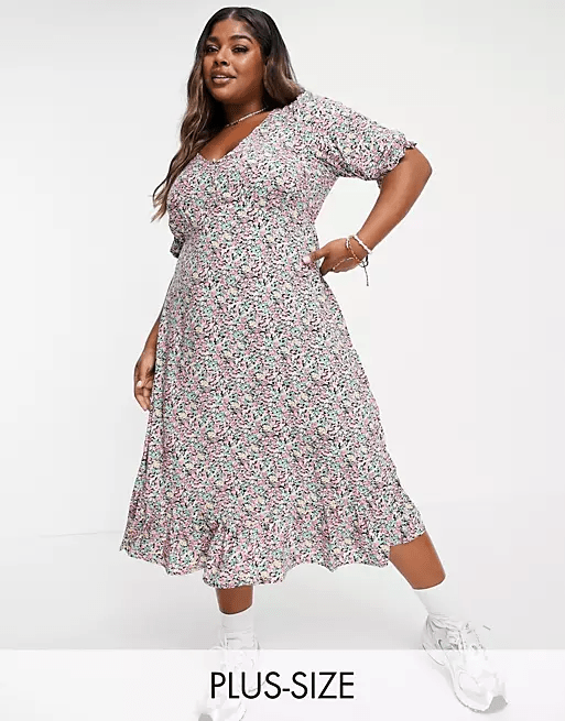 New Look Curve + Floral Midi Dress