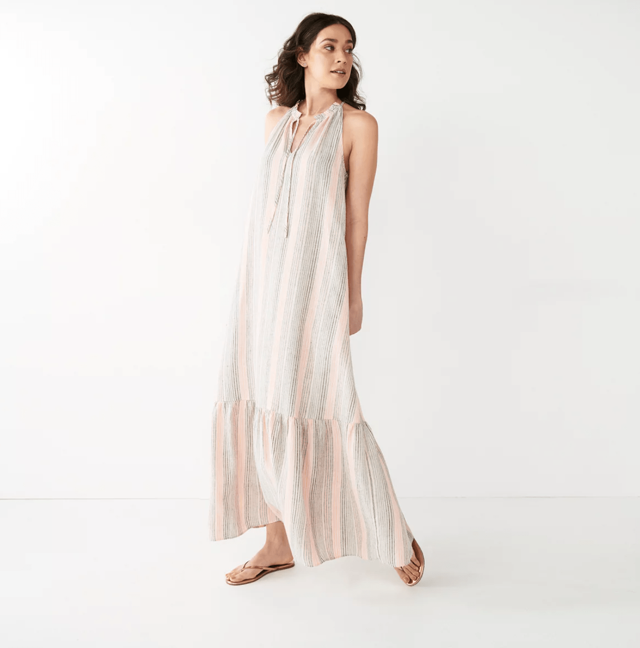 Nine West + Tiered Peasant Maxi Dress