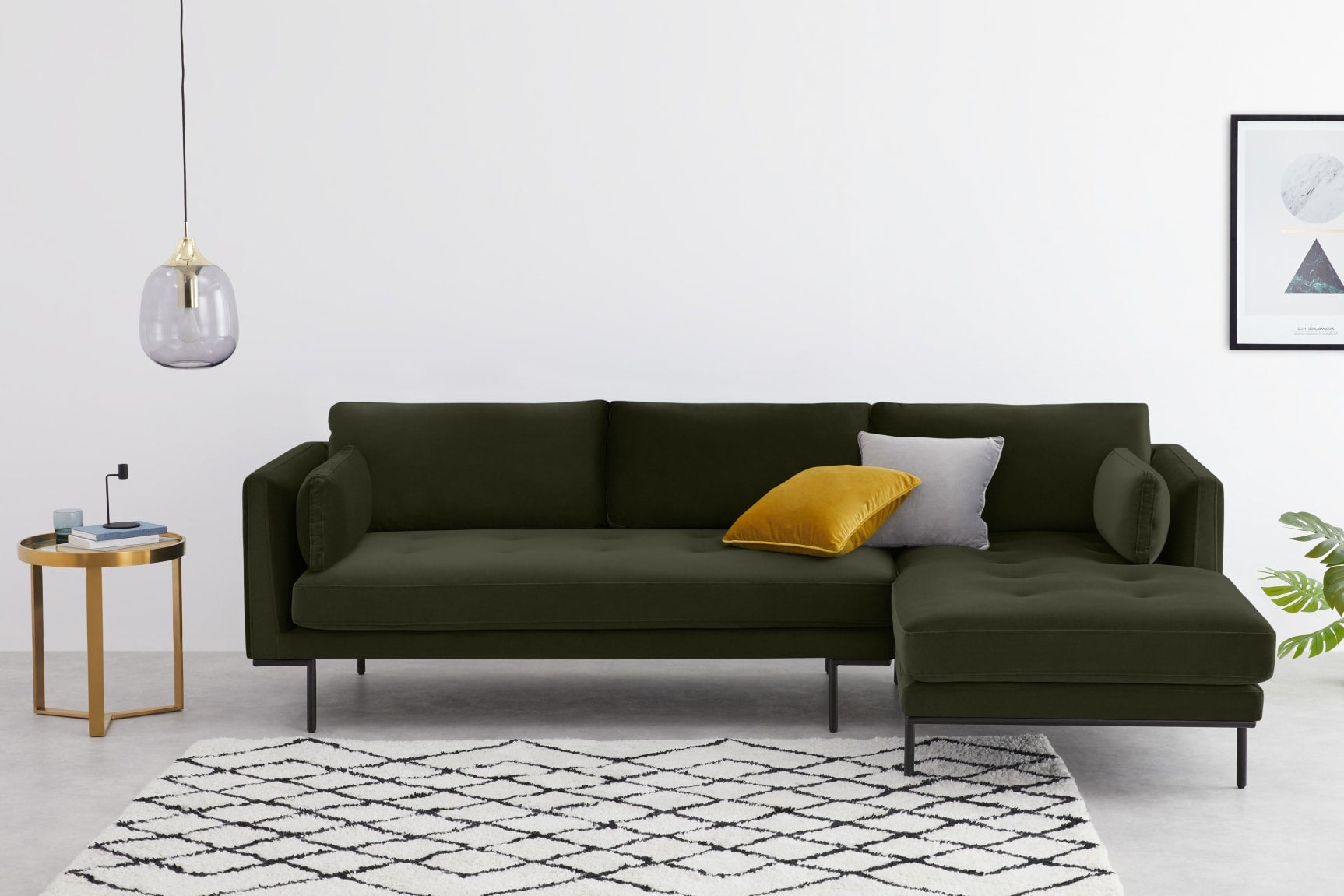 + Harlow Living Room Olive Right Hand Facing Chaise End Sofa