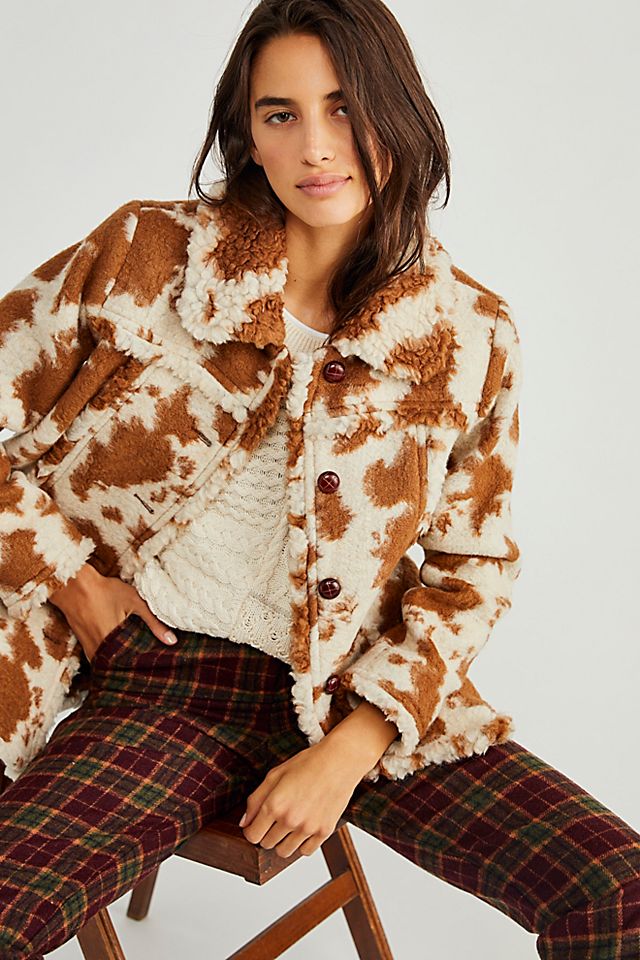 Anna Sui + Faux Cowhide Shearling Coat