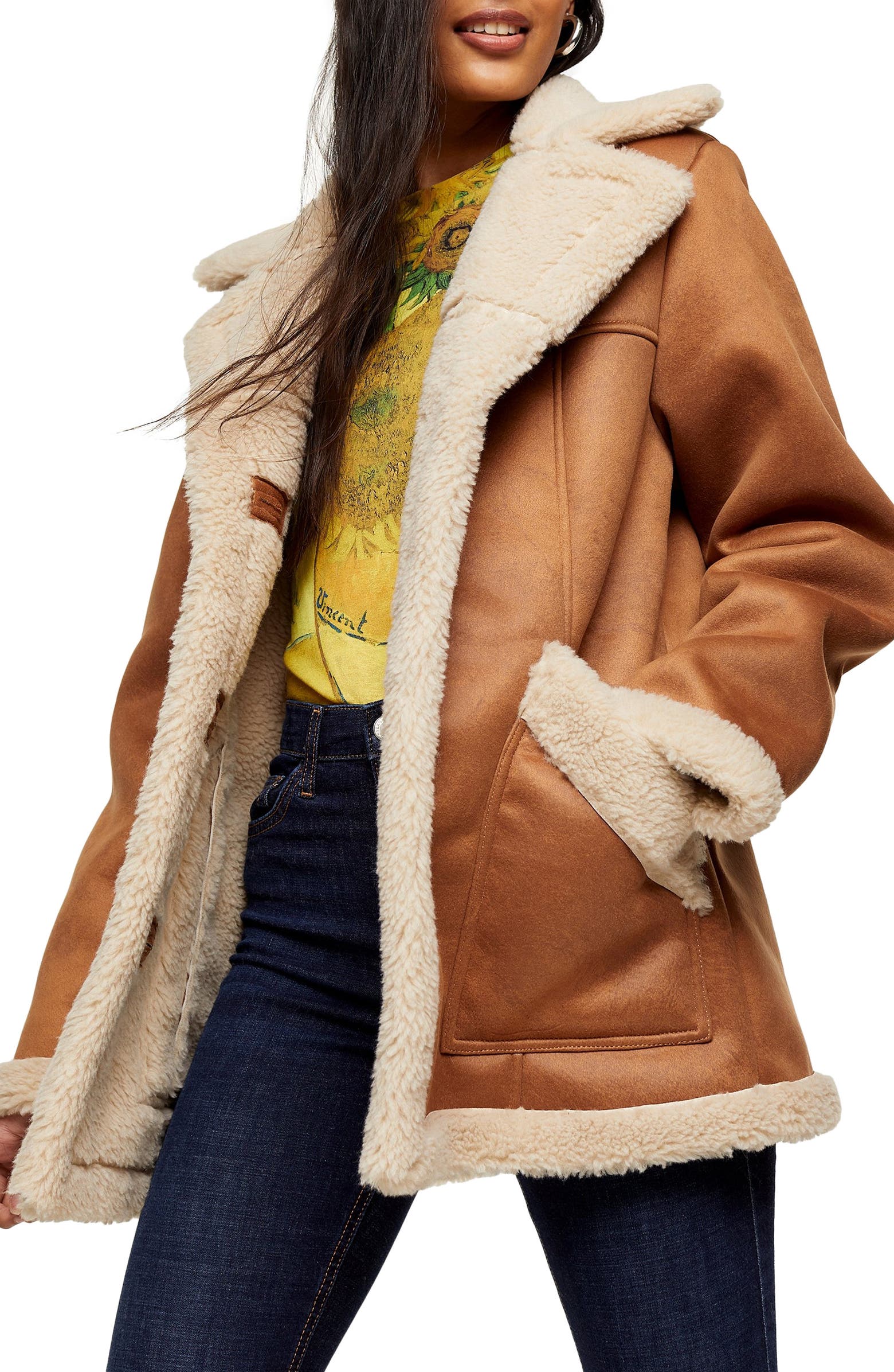 + Steve Faux Shearling Car Coat