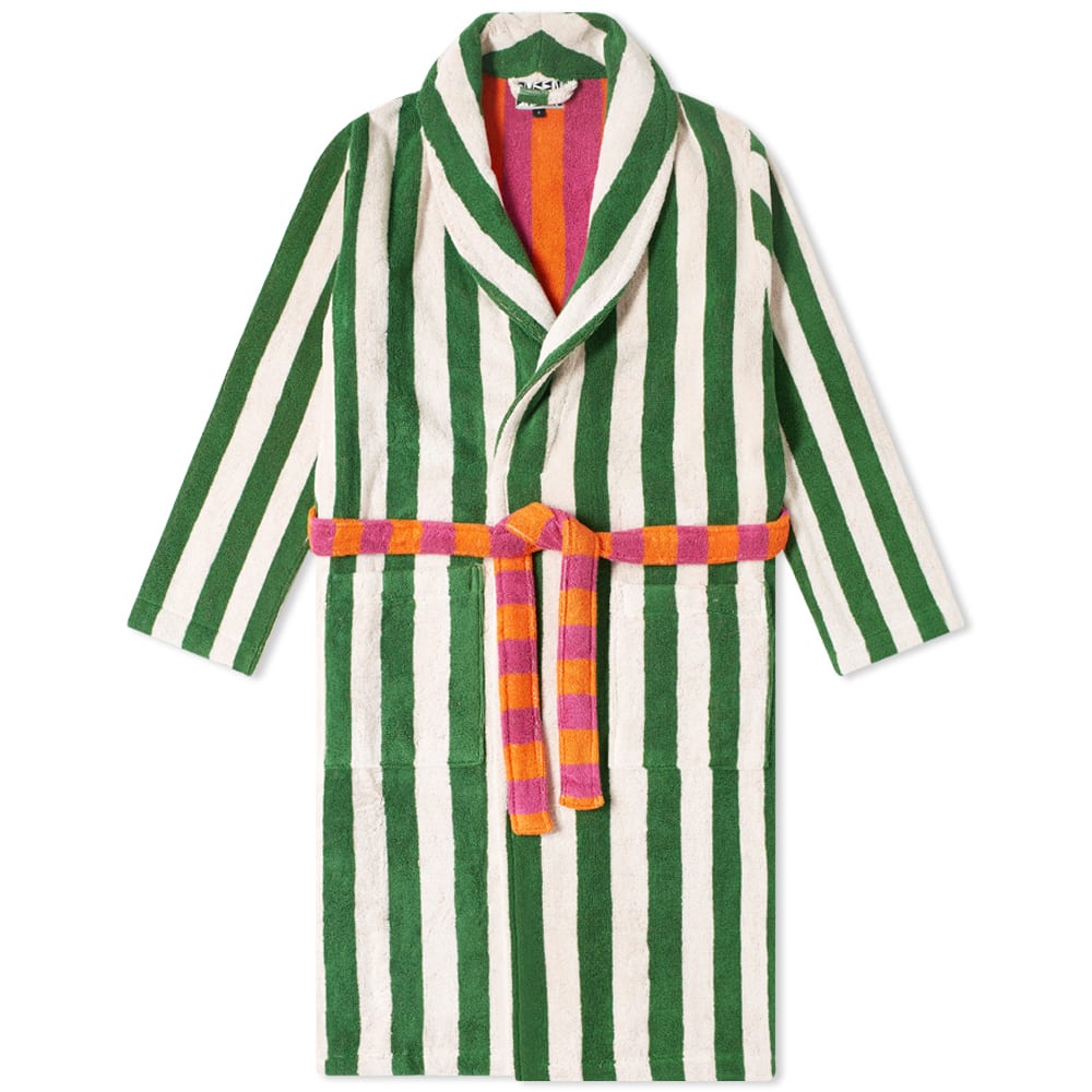 Dusen Dusen + Green & White Stripe Bathrobe