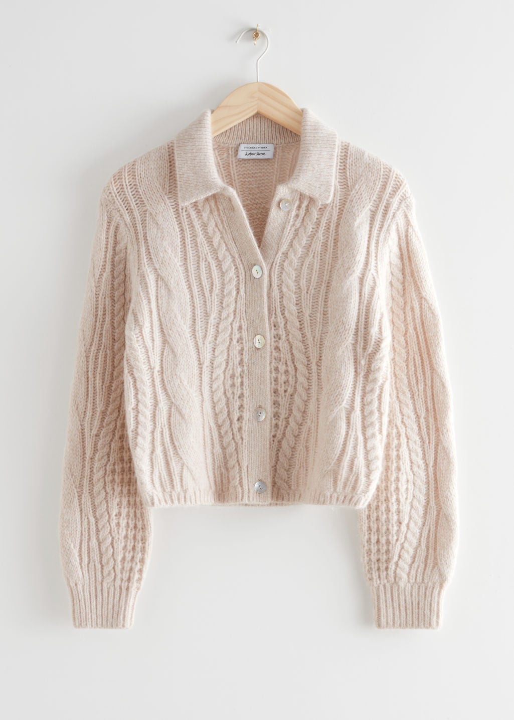& Other Stories + Boxy Collared Cable Knit Cardigan