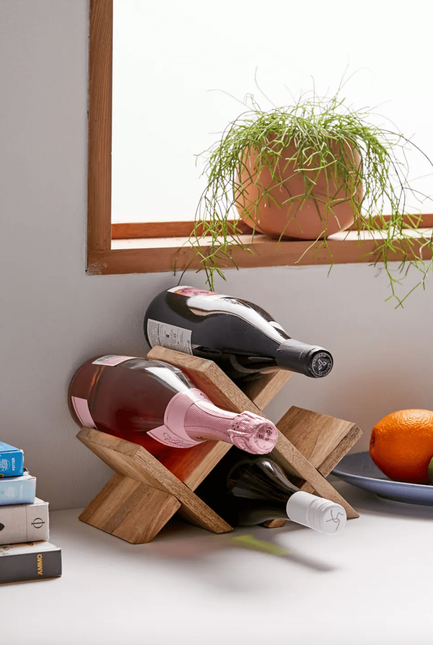 Urban Outfitters + Mango Wood Cross Hatch Wine Rack