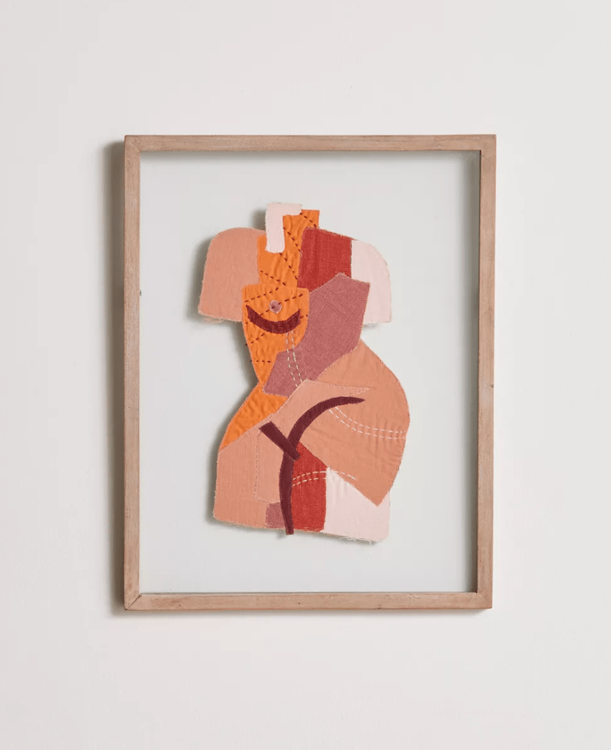 Urban Outfitters + Lady Collaged Tonal Fabric Framed Wall Art