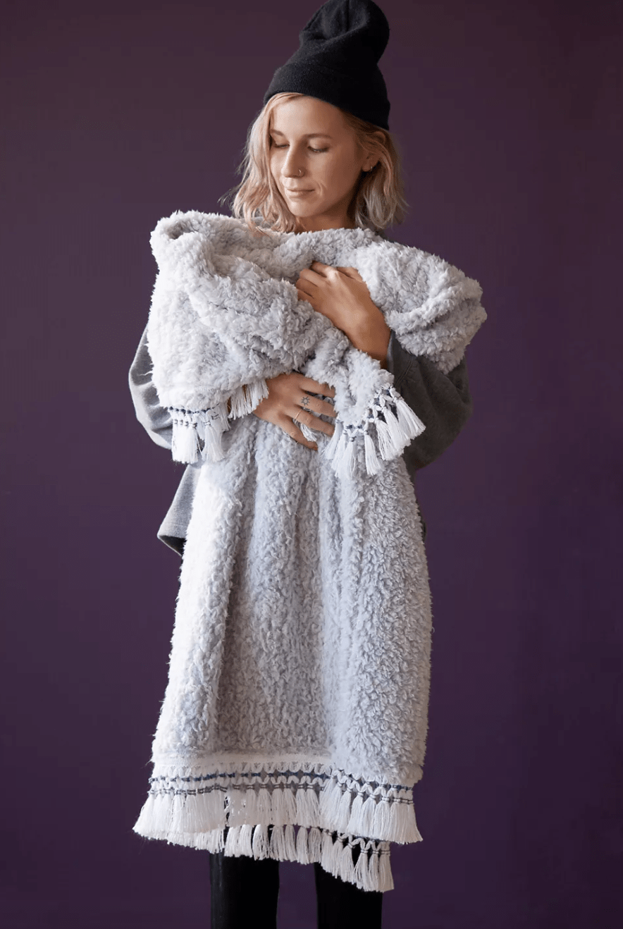 Urban Outfitters + Amped Fleece Fringe Trim Throw Blanket