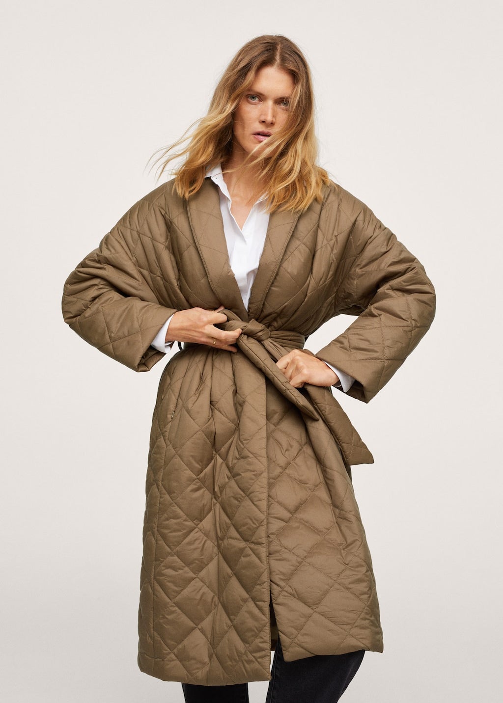 Mango + Belt Quilted Coat