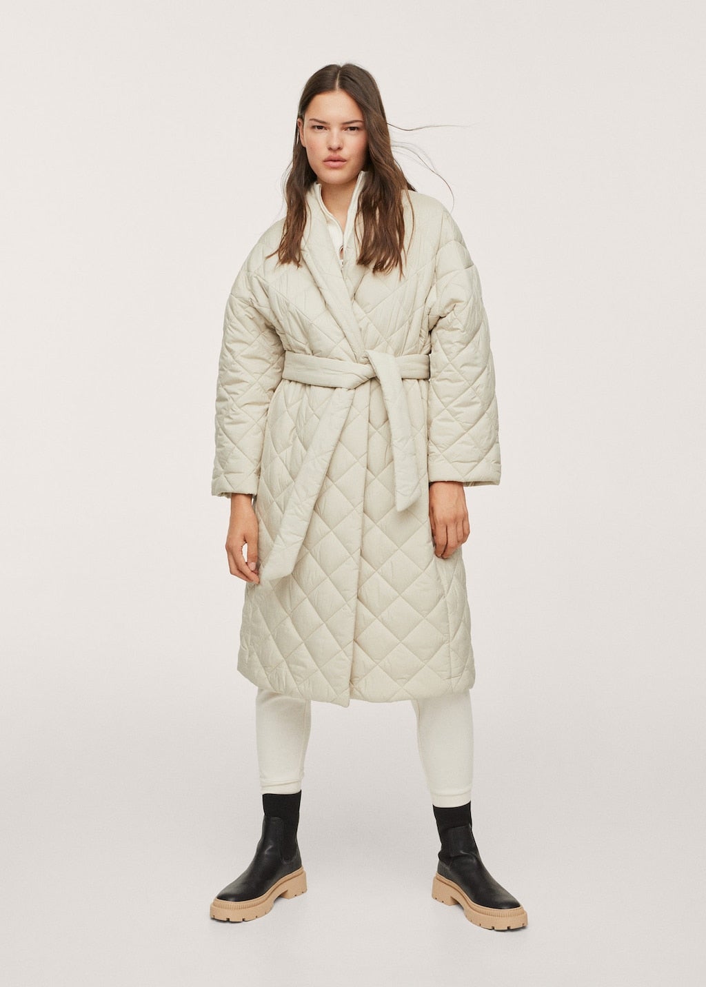 Mango + Belt Quilted Coat