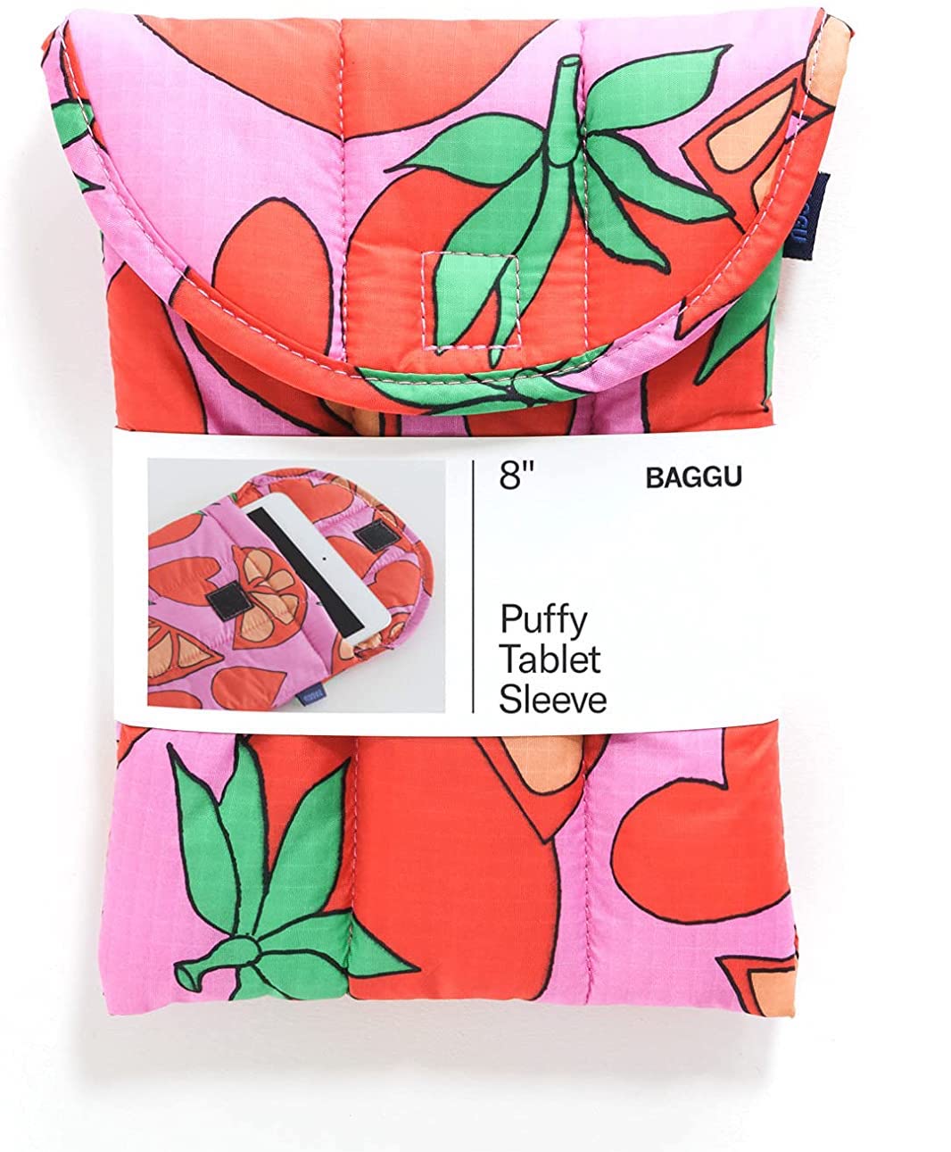 Baggu + Puffy Tablet Sleeve, Ripstop Nylon 8″ Electronics Sleeve, Tomatoes