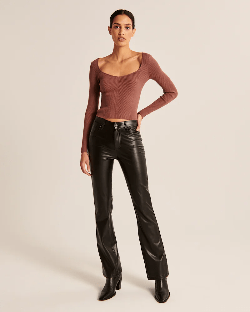 Abercrombie & Fitch + Vegan Leather Vintage Flare Pants