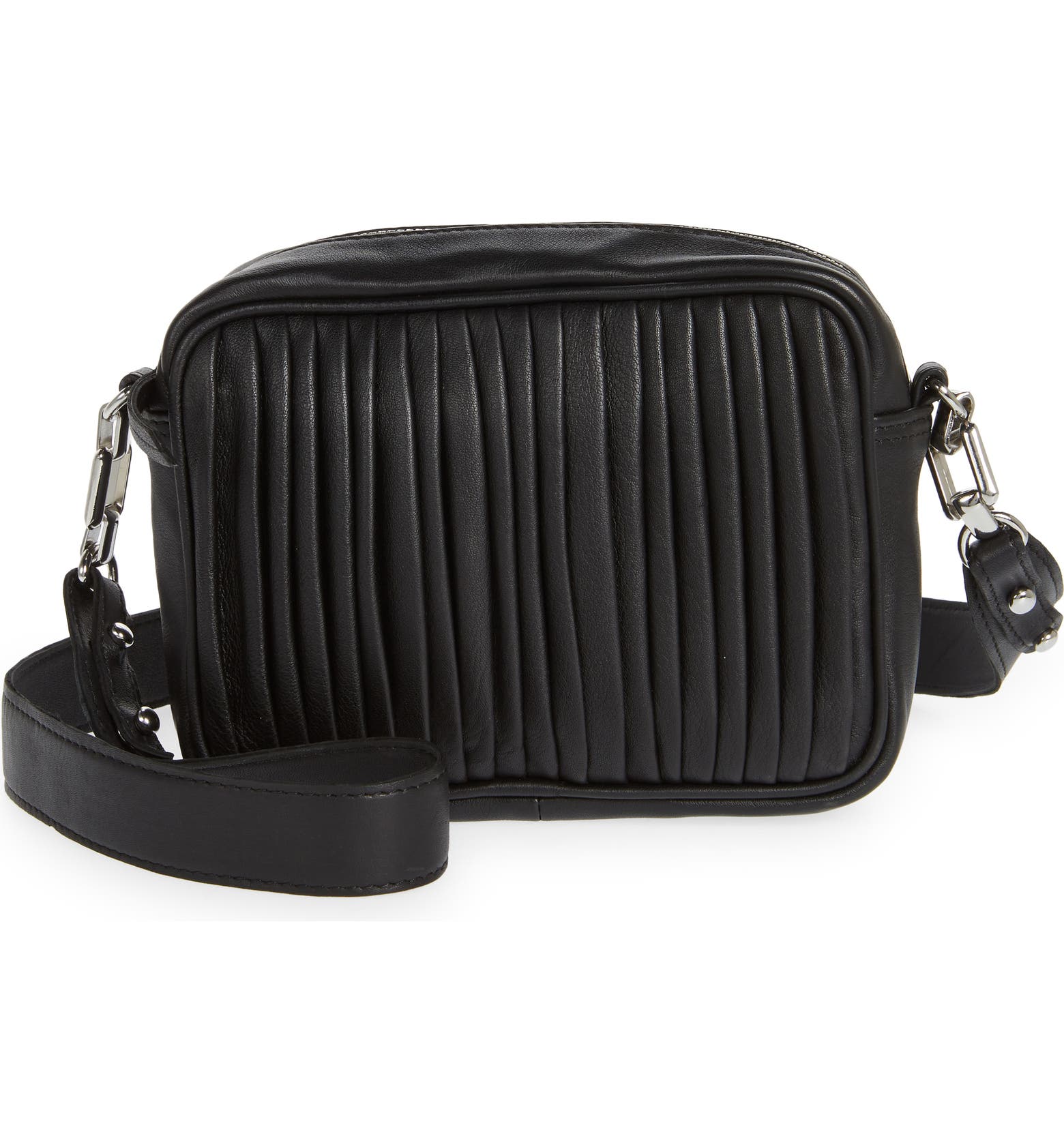+ Pliss Leather Crossbody Bag