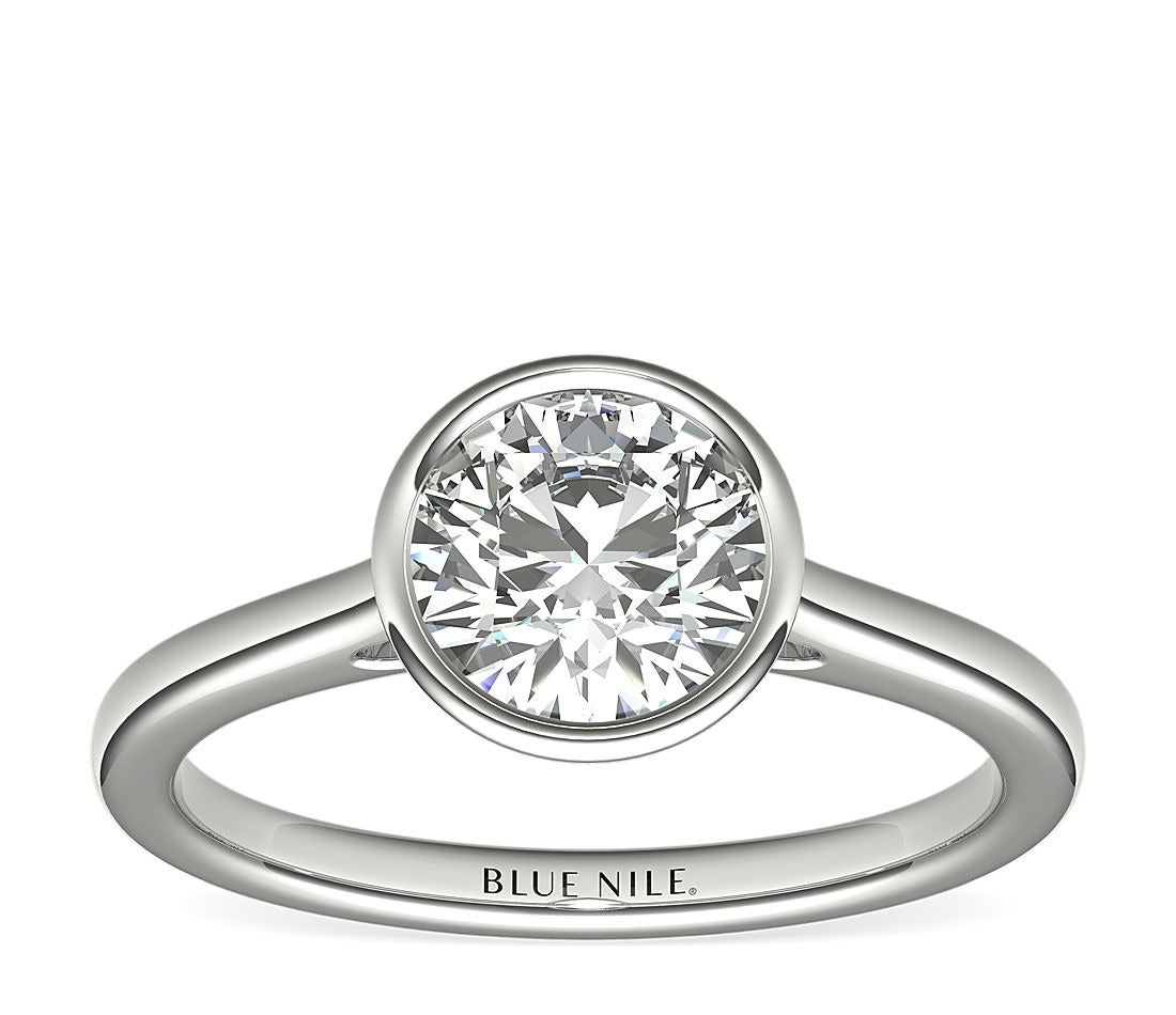 Blue Nile + Bezel Set Solitaire Engagement Ring