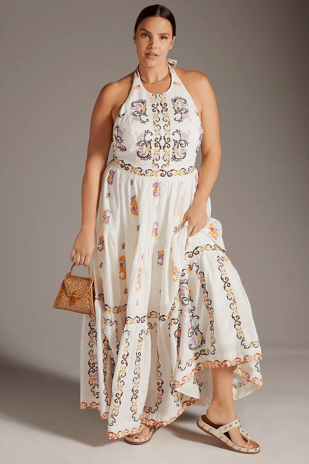 Anthropologie + Medallion Halter Maxi Dress