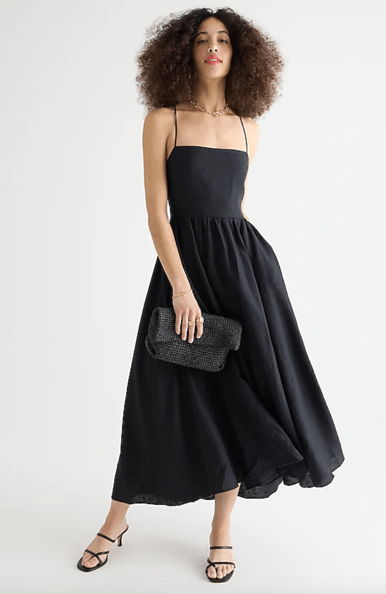 J.Crew + StrappyBack Linen Midi Dress