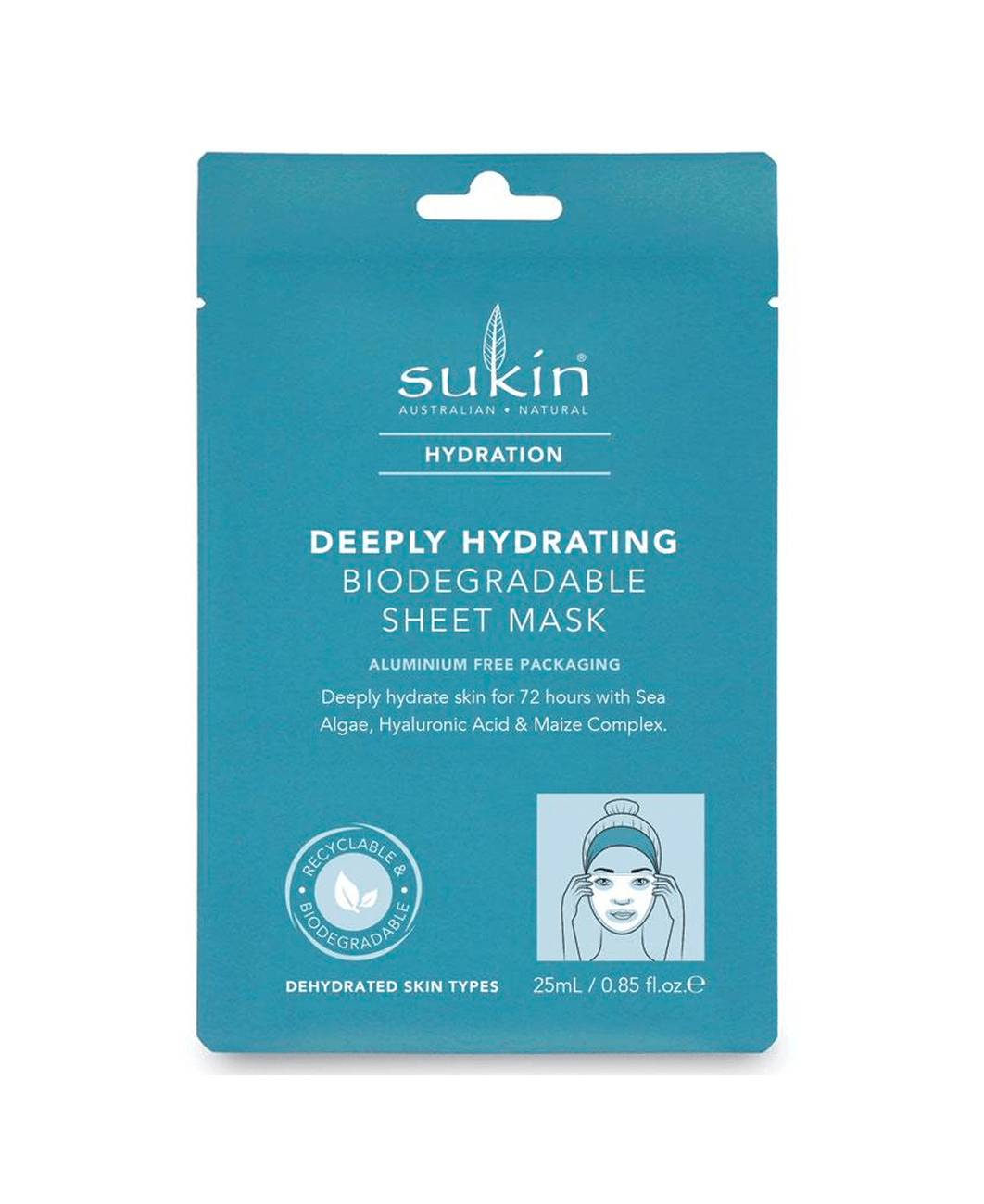 Sukin + Hydration Deeply Hydrating Biodegradable Sheet Mask