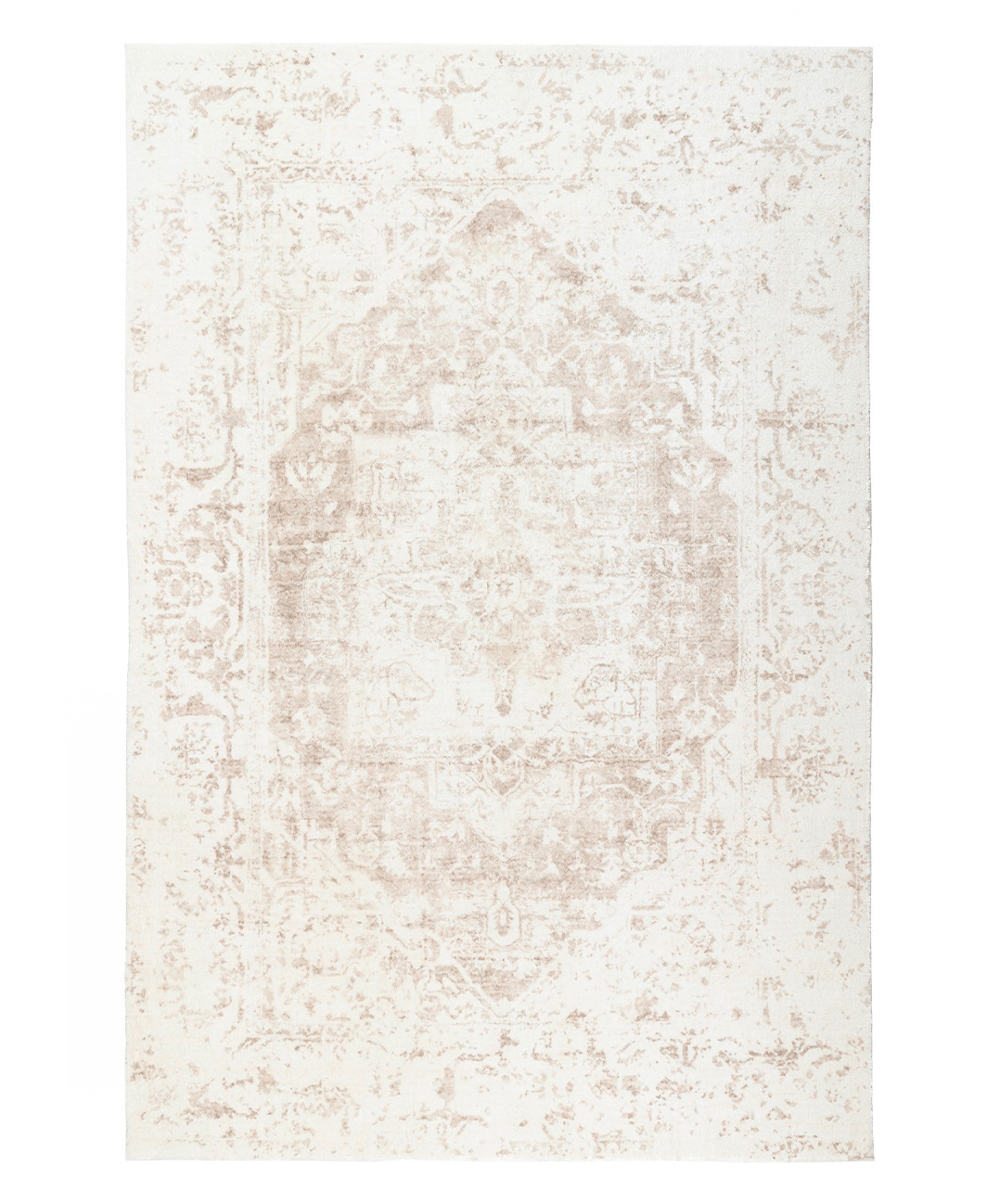 Miss Amara + Cabanela Cream And Beige Distressed Washable Rug