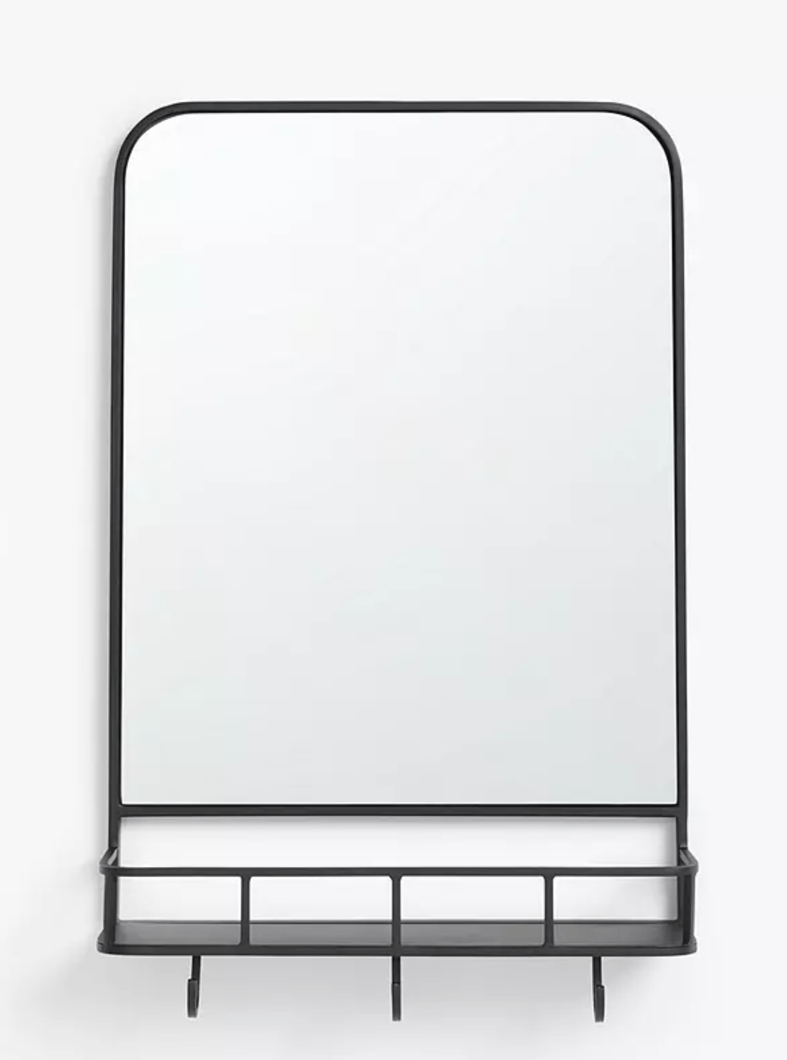 John Lewis & Partners + Ferro Metal Shelf & Hooks Hallway Wall Mirror