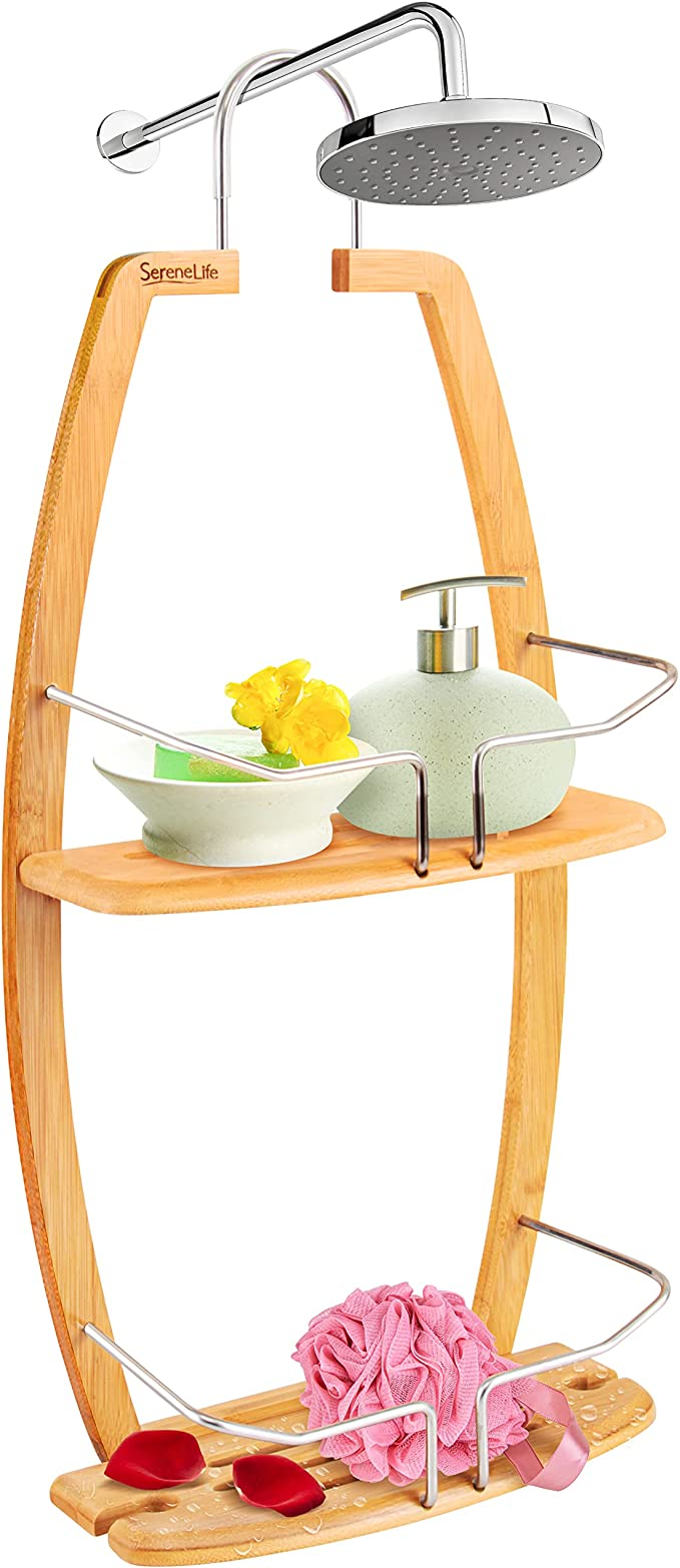 Serenelife + Bamboo Hanging Shower Caddy